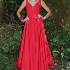 Sherri hill satin a-line prom dress